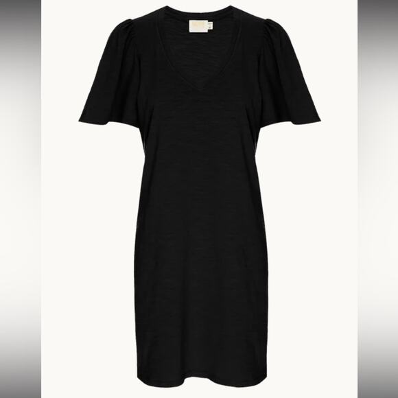 Nation LTD Mallory T-shirt flutter sleeve mini dress in jet black sz S - Picture 3 of 9